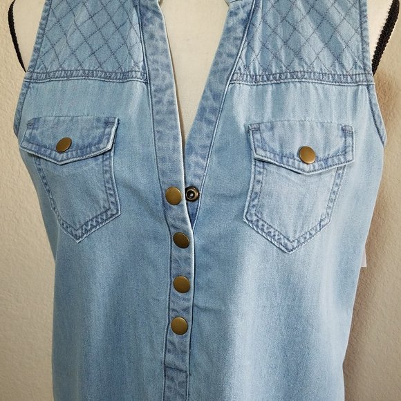 New York & Company Denim Dress Womens Small Sleeveless Blue Jean Light Washed - Picture 5 of 9